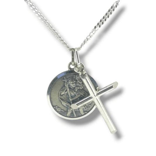 CROSS & ST CHRISTOPHER MEDALLION-Necklace-Danika Cooper Jewellery