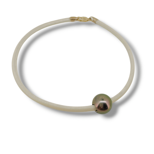 White Leather Bracelet-Bracelet-Danika Cooper Jewellery