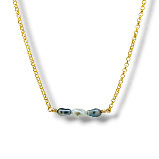 Triple Keshi Pearl Necklace-Necklace-Danika Cooper Jewellery
